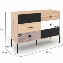 Commode industrielle 6 tiroirs dépareillés*IDMarket Hot
