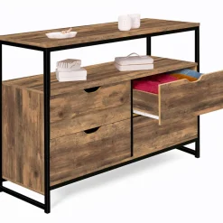 Commode industrielle 4 tiroirs avec étagère*IDMarket