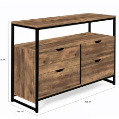 Commode industrielle 4 tiroirs avec étagère*IDMarket