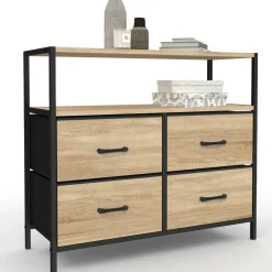 Commode industrielle 4 tiroirs en tissu*IDMarket Outlet