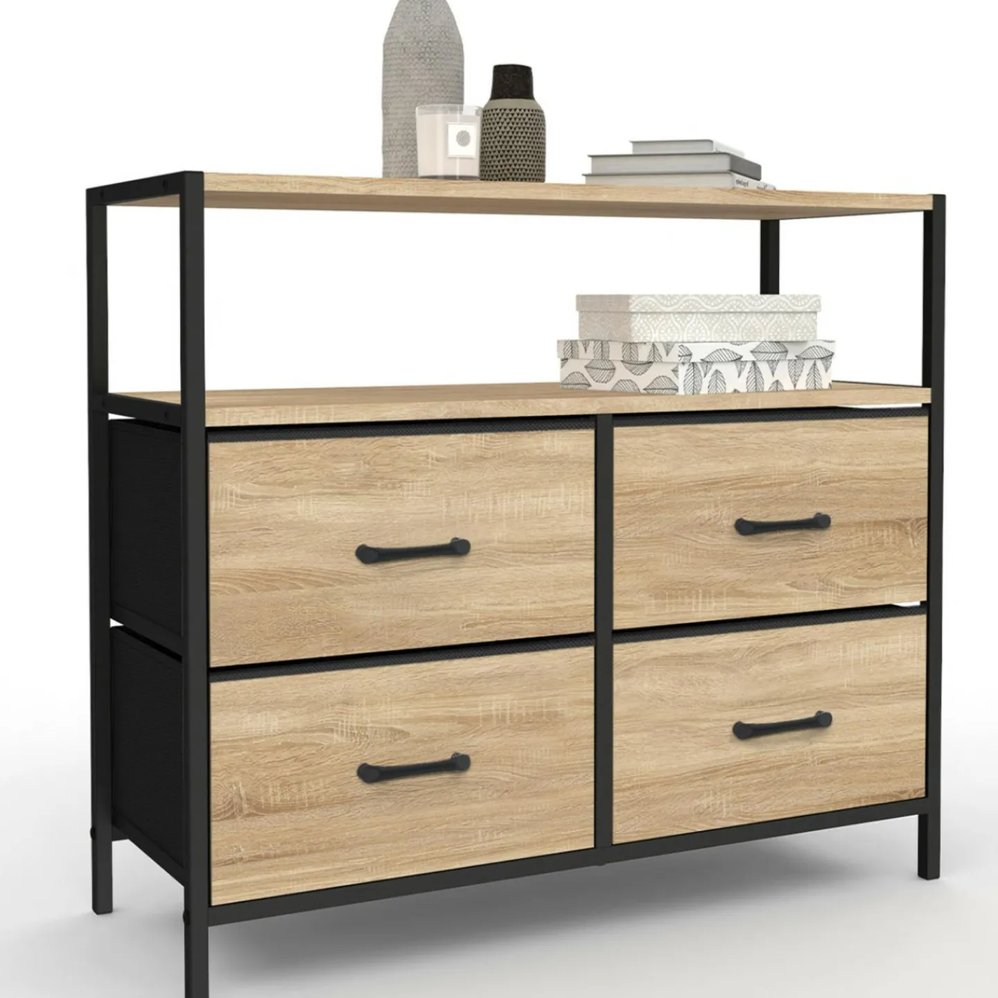 Commode industrielle 4 tiroirs en tissu*IDMarket Outlet