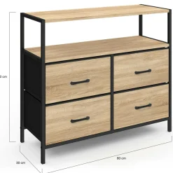 Commode industrielle 4 tiroirs en tissu*IDMarket Outlet