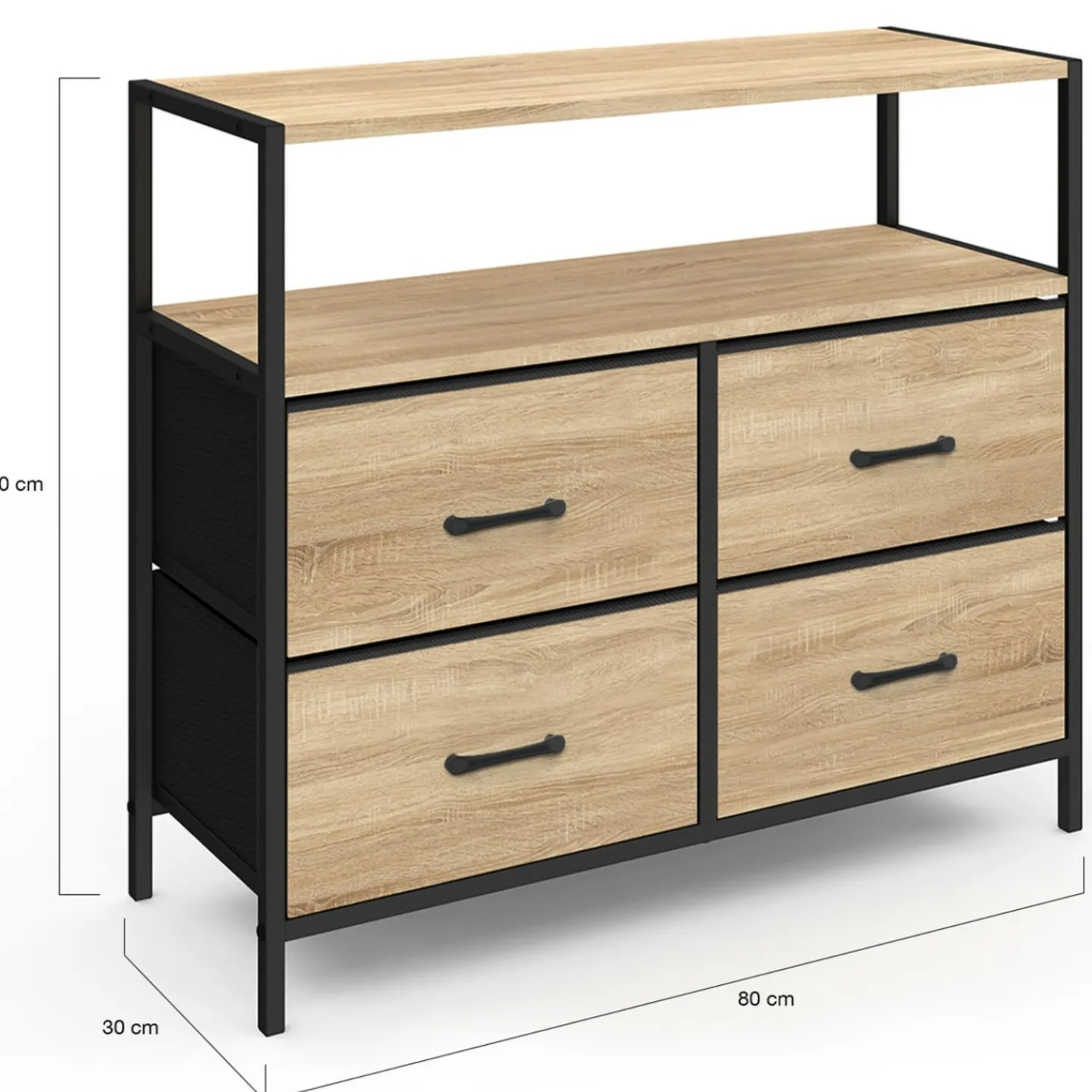 Commode industrielle 4 tiroirs en tissu*IDMarket Outlet