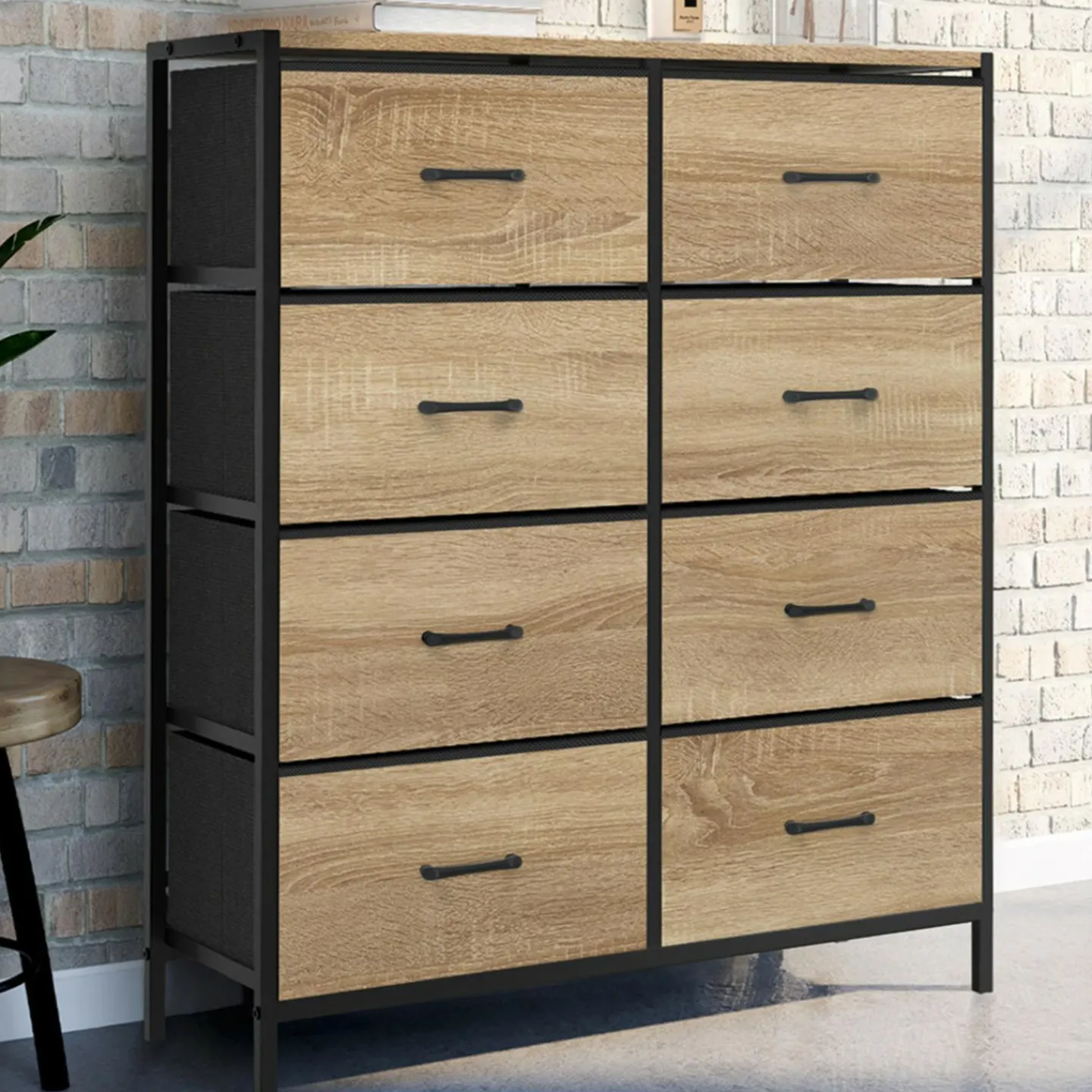 Commode industrielle avec 8 tiroirs en tissu*IDMarket Sale