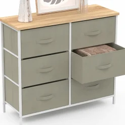 Commode industrielle gris clair et plateau effet bois*IDMarket Clearance