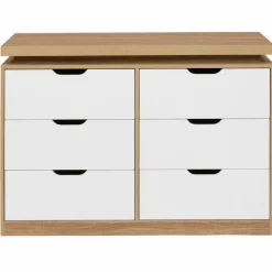 Commode LED blanche et plateau bois 6 tiroirs*IDMarket Hot