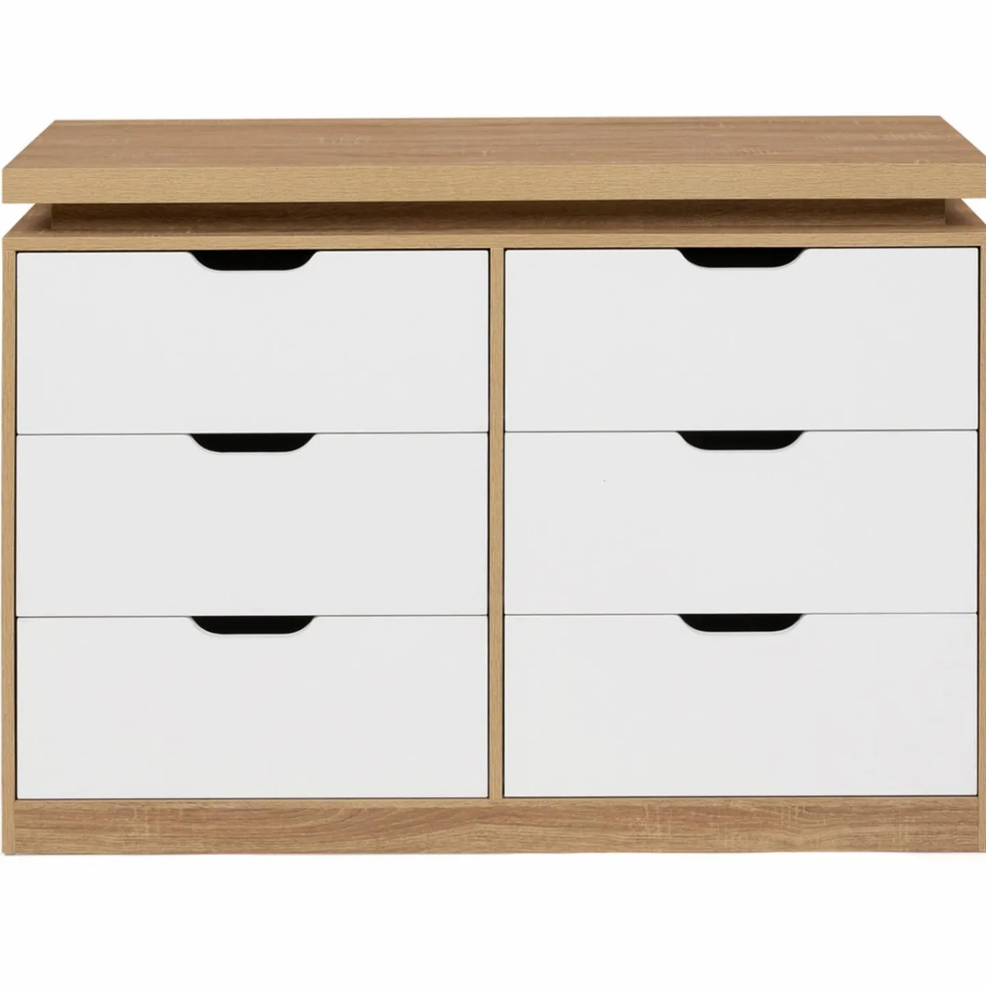 Commode LED blanche et plateau bois 6 tiroirs*IDMarket Hot