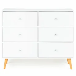 Commode scandinave 6 tiroirs bois blanc*IDMarket New