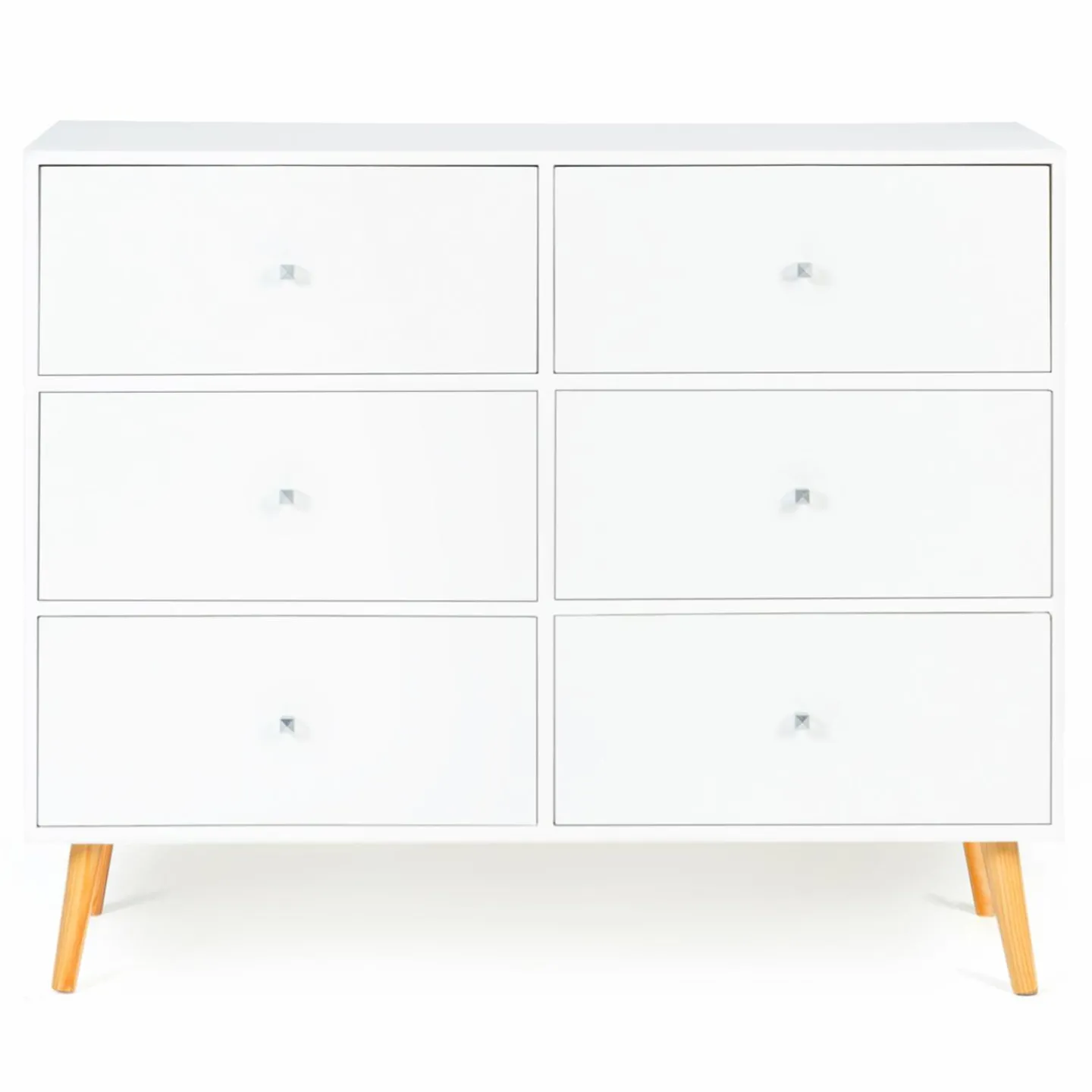 Commode scandinave 6 tiroirs bois blanc*IDMarket New
