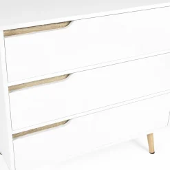 Commode scandinave blanche et bois 3 tiroirs*IDMarket Discount