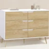 Commode scandinave blanche effet hêtre*IDMarket Best