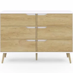 Commode scandinave blanche effet hêtre*IDMarket Best