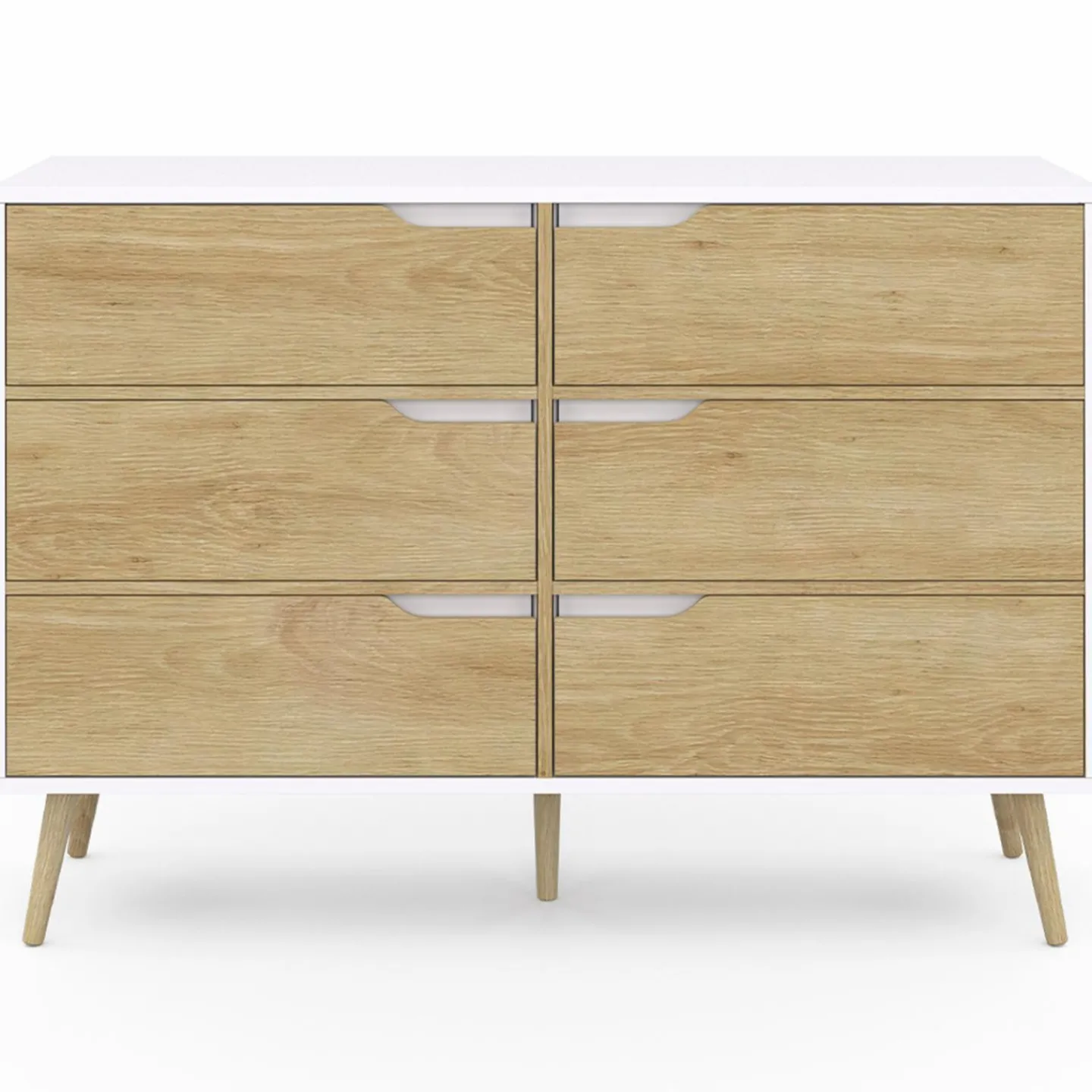 Commode scandinave blanche effet hêtre*IDMarket Best