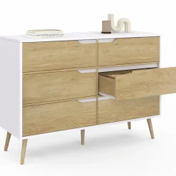 Commode scandinave blanche effet hêtre*IDMarket Best