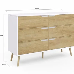 Commode scandinave blanche effet hêtre*IDMarket Best
