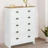 Commode style campagne chic 6 tiroirs blanche et bois*IDMarket Online