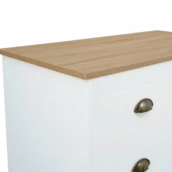 Commode style campagne chic 6 tiroirs blanche et bois*IDMarket Online
