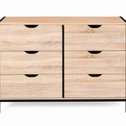 Commode style industriel 6 tiroirs bois et métal noir*IDMarket Best