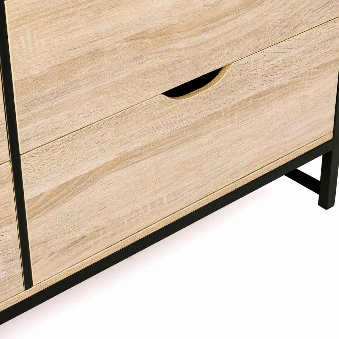 Commode style industriel 6 tiroirs bois et métal noir*IDMarket Best