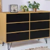 Commode vintage 6 tiroirs bois et noir*IDMarket Hot