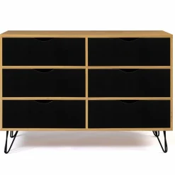 Commode vintage 6 tiroirs bois et noir*IDMarket Hot