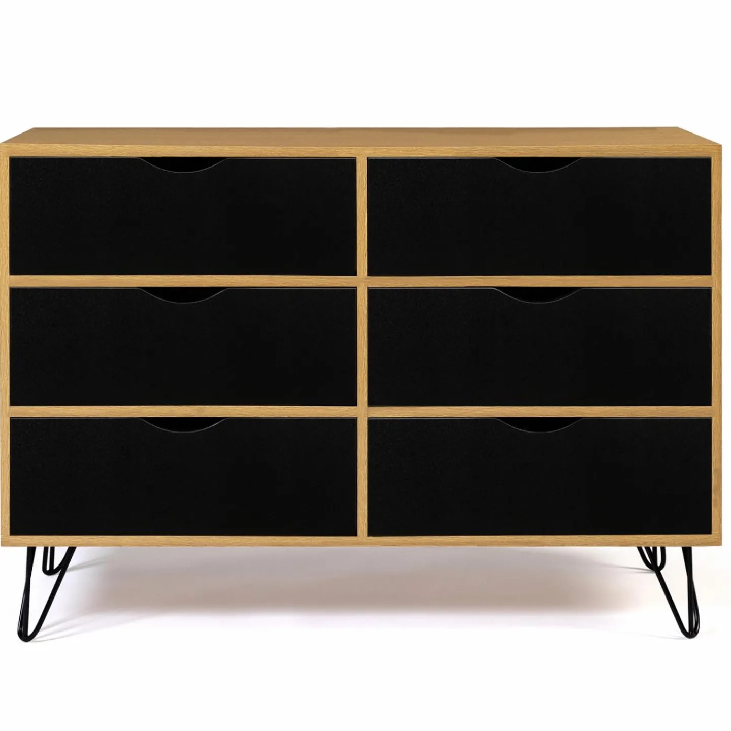Commode vintage 6 tiroirs bois et noir*IDMarket Hot