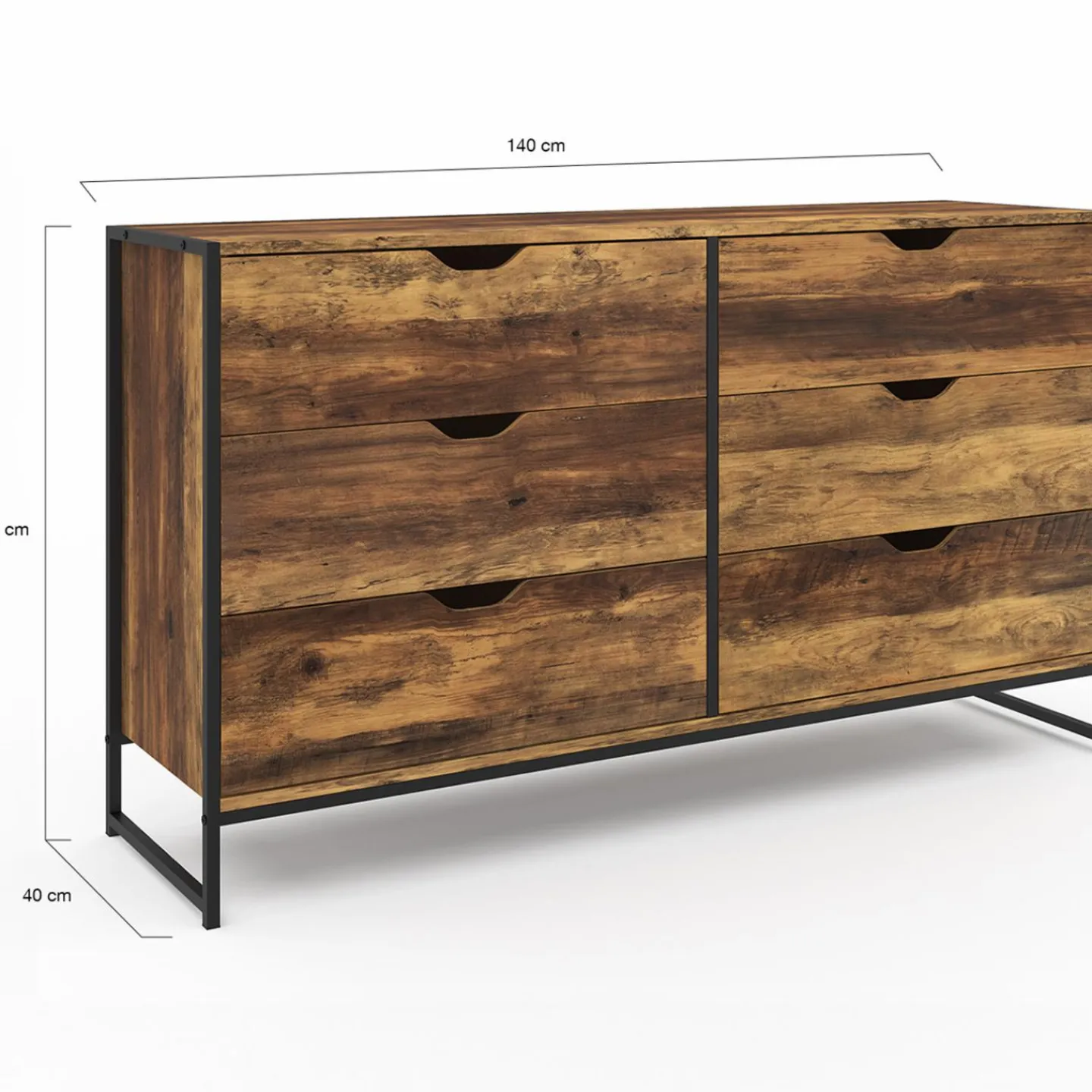 Commode XXL design industriel avec 6 tiroirs*IDMarket Hot