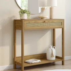 Console 1 tiroir effet naturel cannage*IDMarket Discount