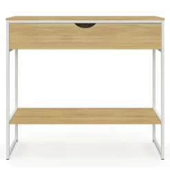 Console 1 tiroir et 1 étagère design industriel bois et métal blanc*IDMarket New