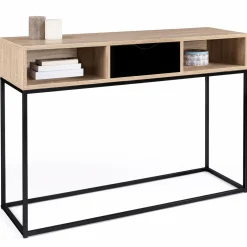 Console 1 tiroir noir avec rangements design industriel*IDMarket Discount