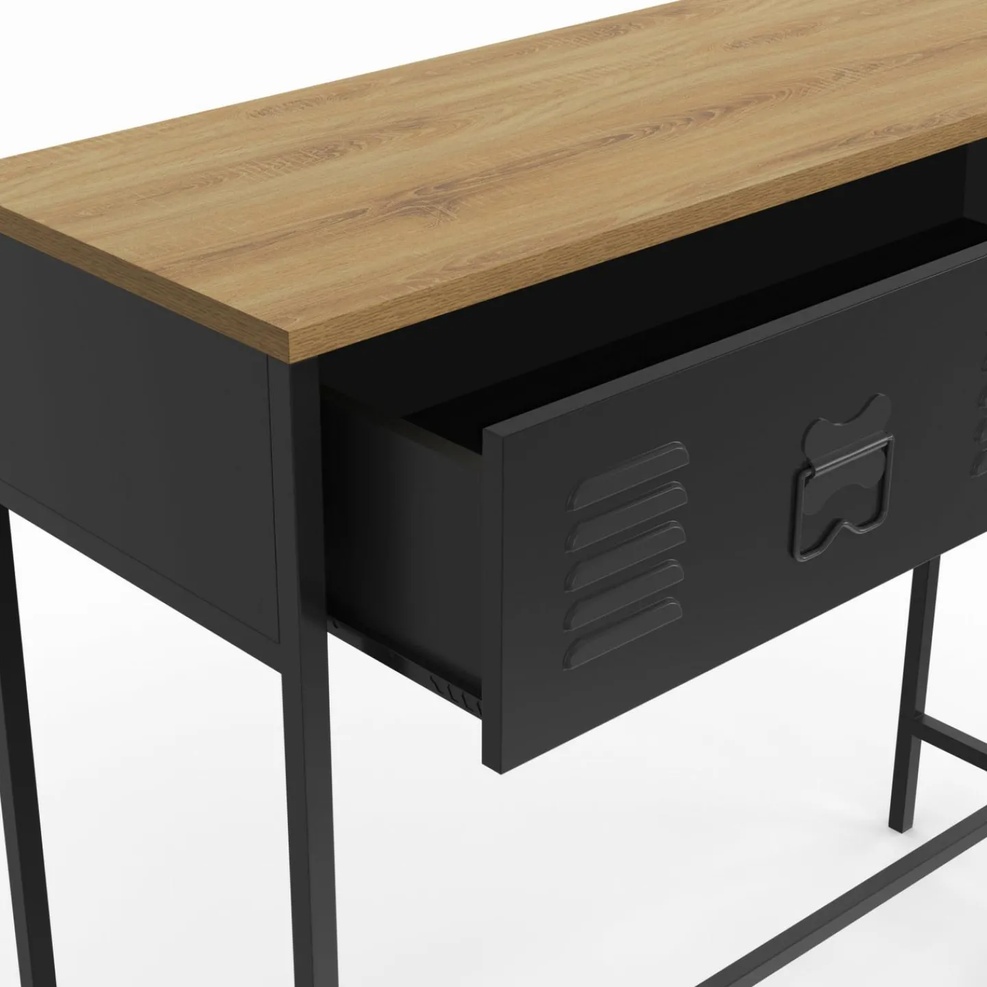 Console bois et métal 1 tiroir design industriel*IDMarket New