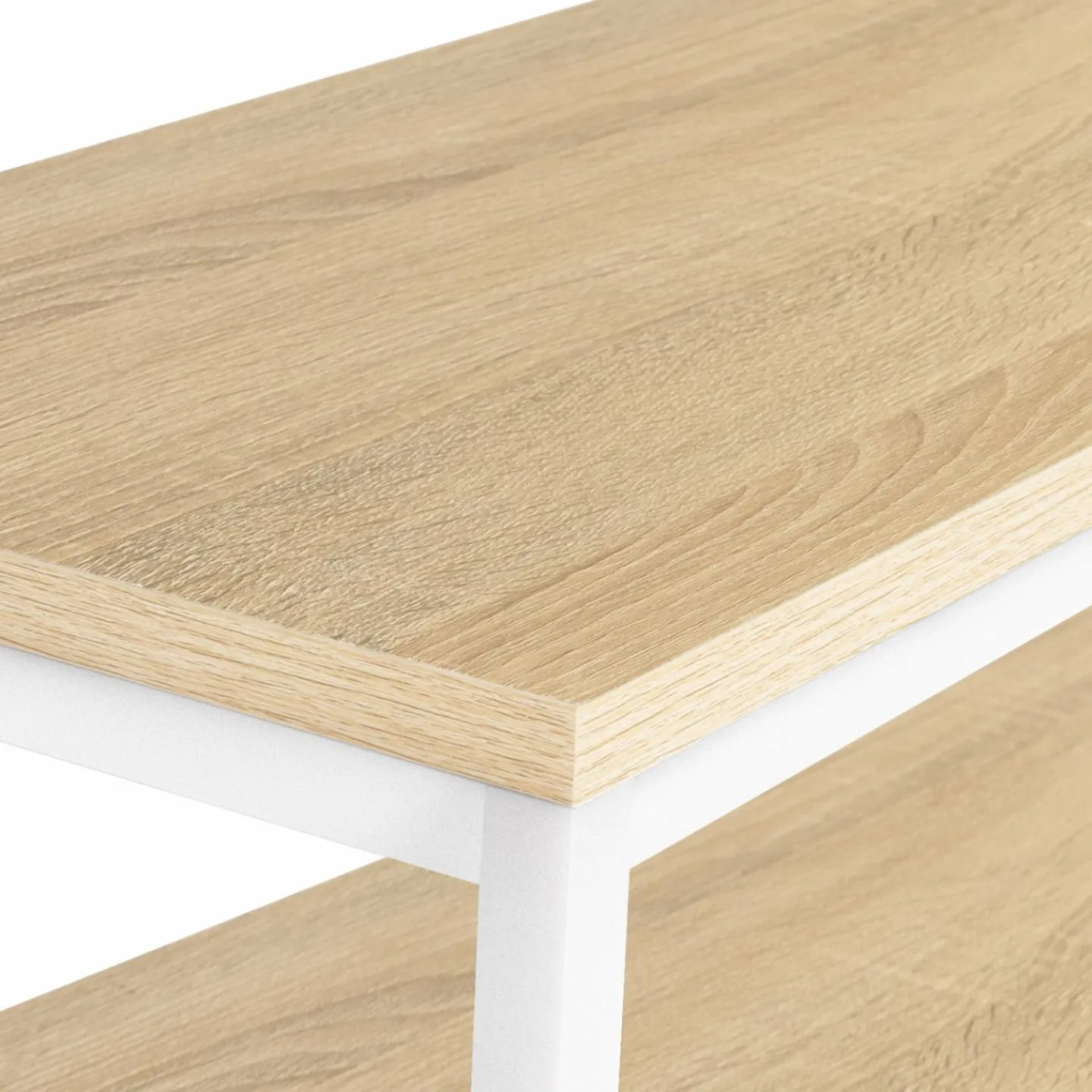 Console bois et métal blanc double plateau 100 cm*IDMarket Clearance