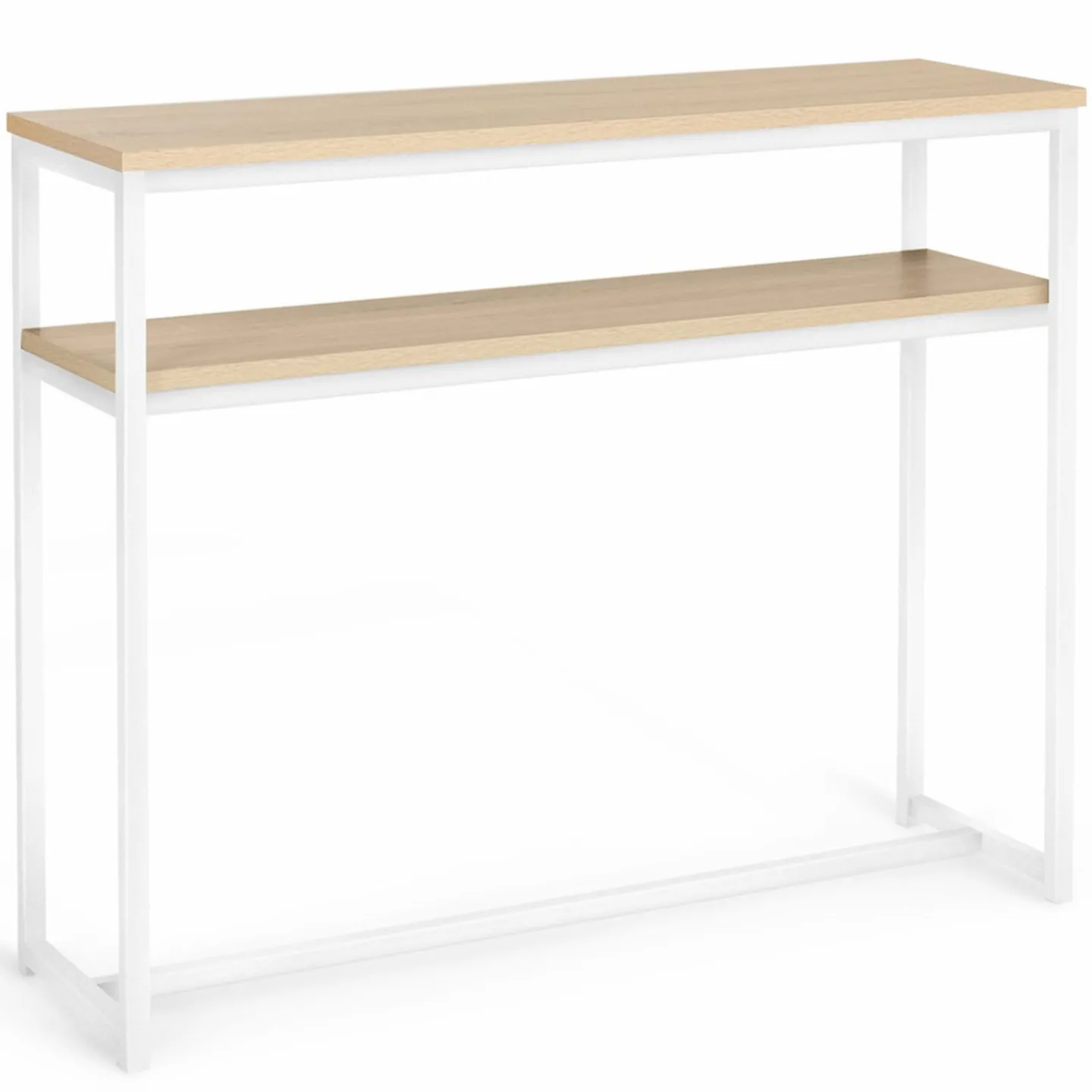 Console bois et métal blanc double plateau 100 cm*IDMarket Clearance