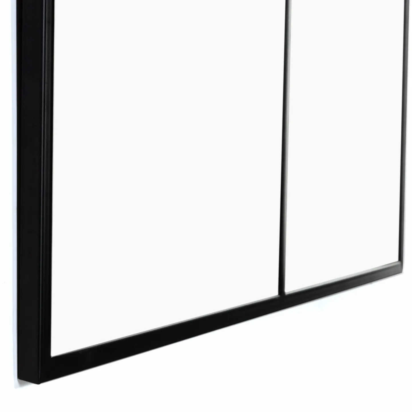 Console bois et métal noir avec miroir 2 bandes design industriel*IDMarket Clearance