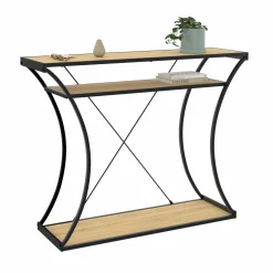 Console industrielle pieds courbés double étagères*IDMarket Discount