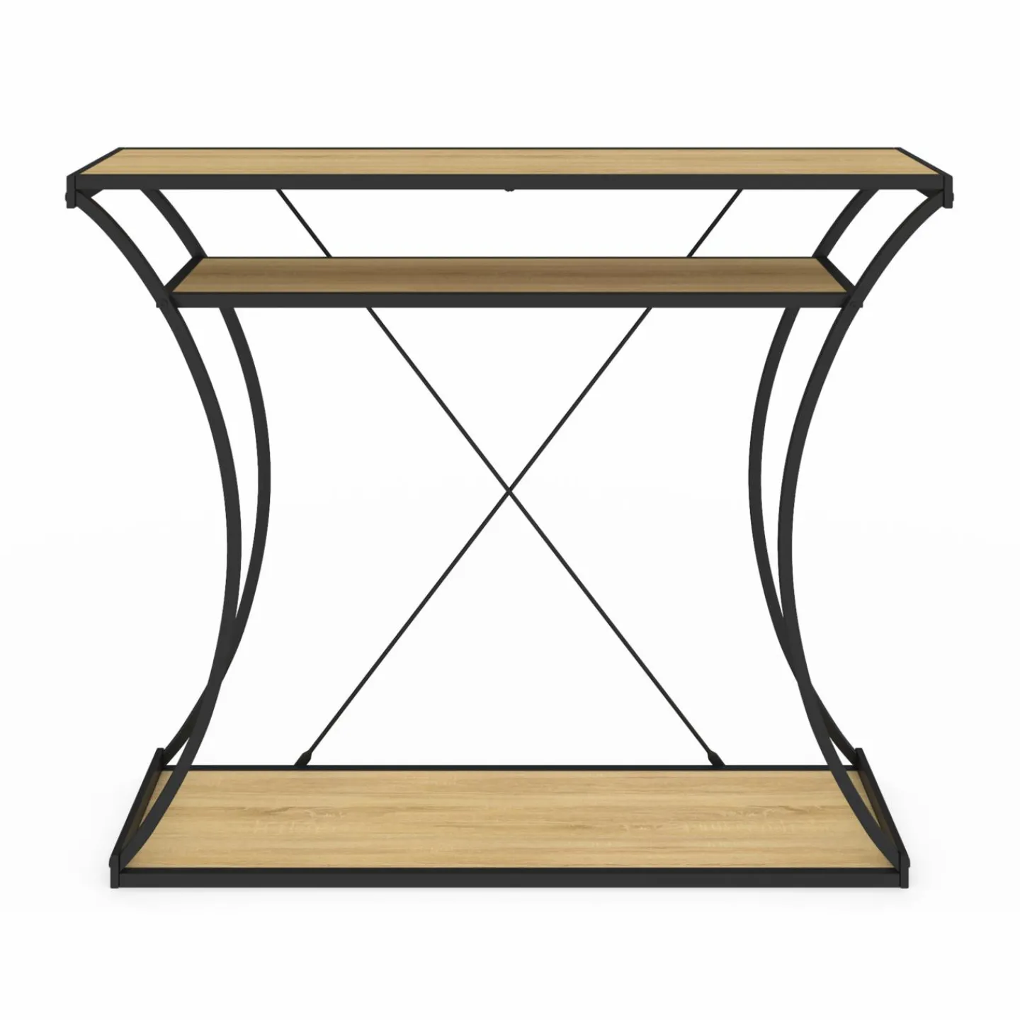 Console industrielle pieds courbés double étagères*IDMarket Discount