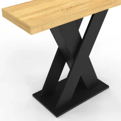 Console plateau bois et pied X noir*IDMarket Sale