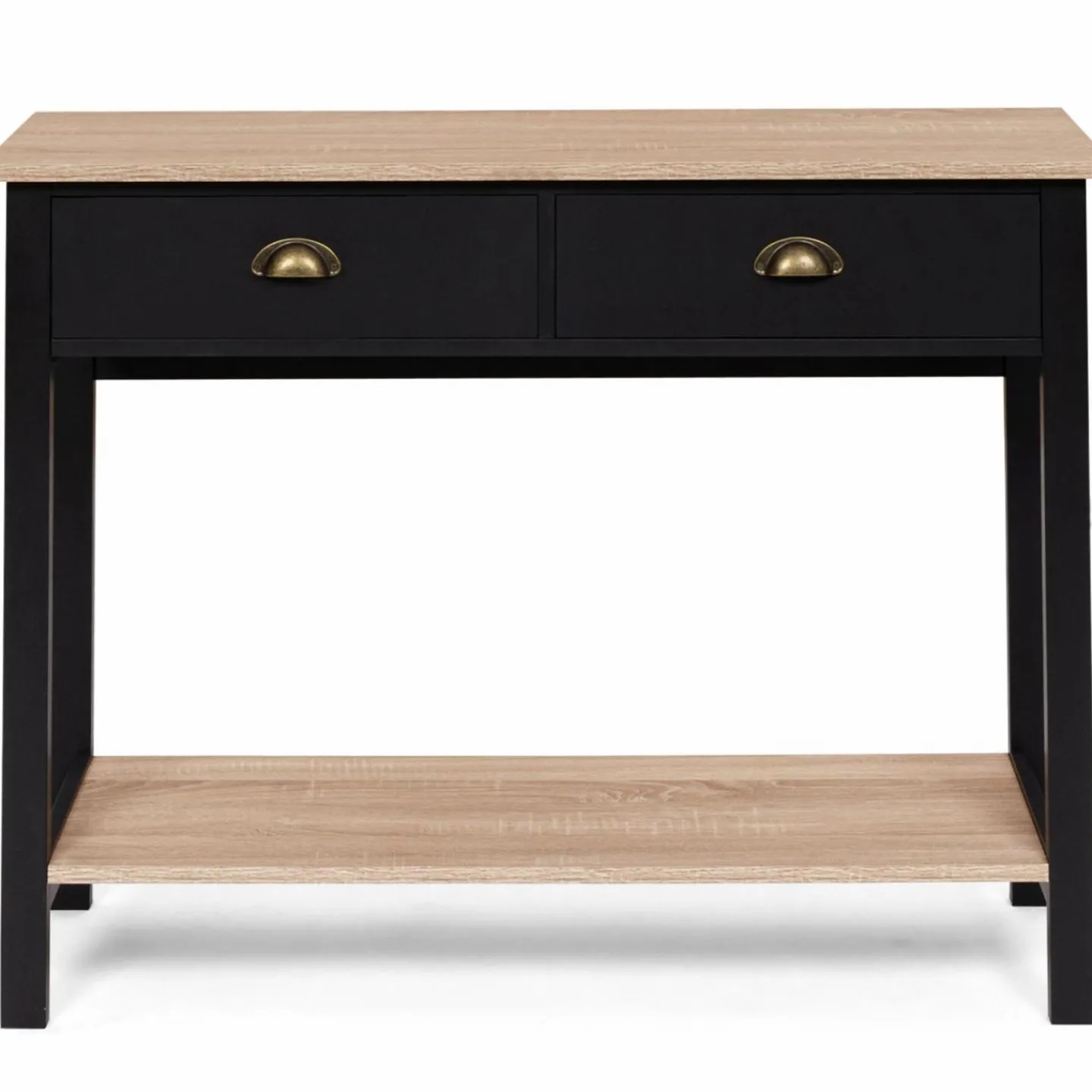 Console style campagne chic 2 tiroirs bois et noir*IDMarket Best