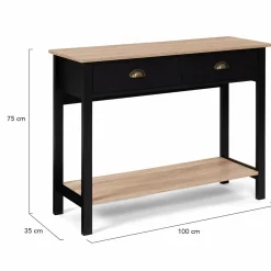 Console style campagne chic 2 tiroirs bois et noir*IDMarket Best