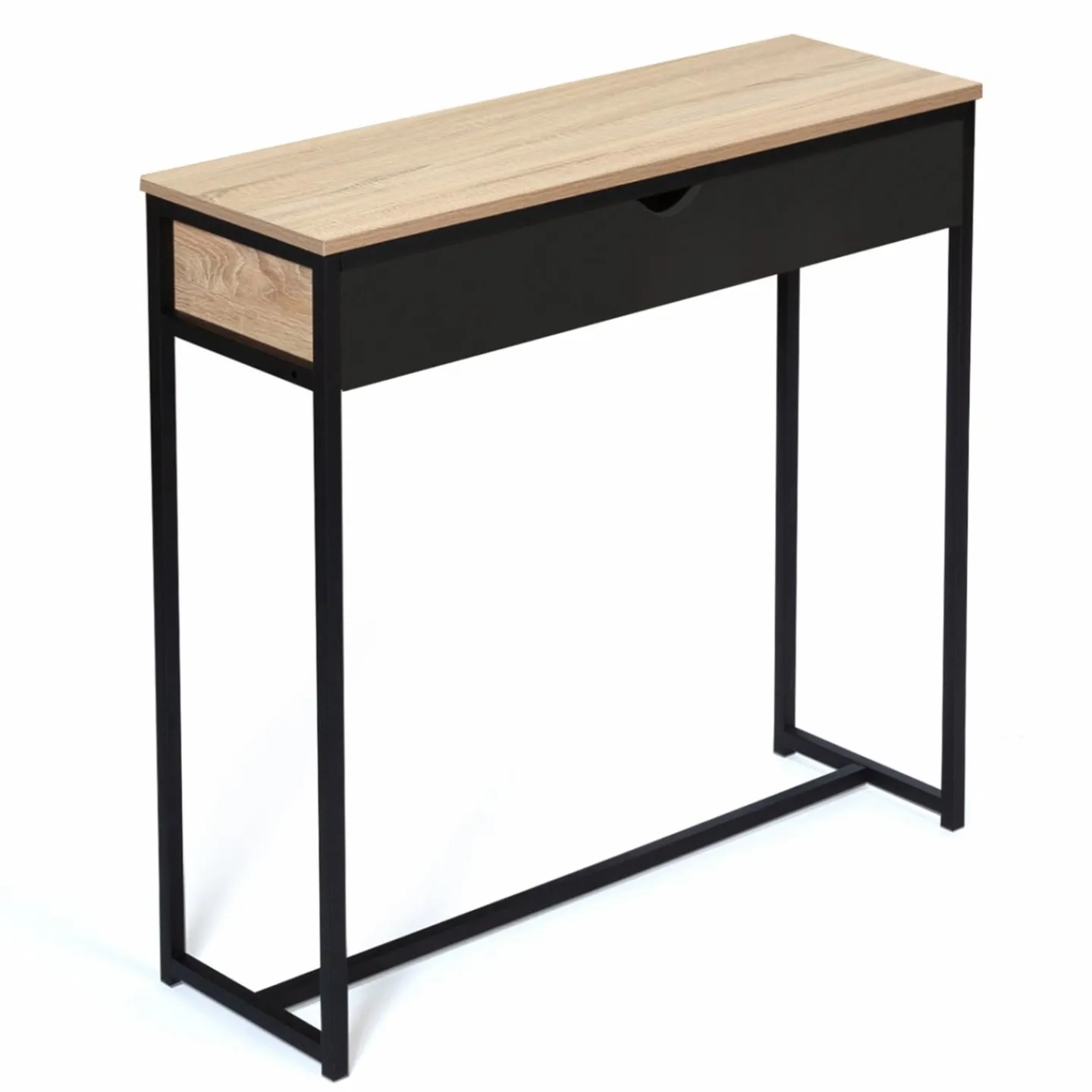 Console style industriel bois et métal 90 cm avec tiroir*IDMarket Online