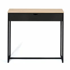 Console style industriel bois et métal 90 cm avec tiroir*IDMarket Online