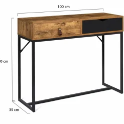 Console style industriel bois et métal 2 tiroirs*IDMarket Outlet