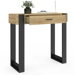 Console style moderne bois et noir 90 cm avec tiroir*IDMarket Hot