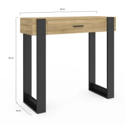 Console style moderne bois et noir 90 cm avec tiroir*IDMarket Hot