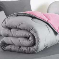 Couette bicolore 220x240 rose et grise*IDMarket Clearance