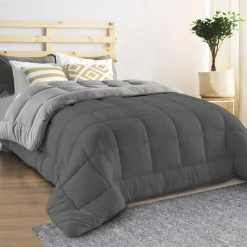 Couette polaire biface 140x200 cm gris clair et foncé*IDMarket Sale