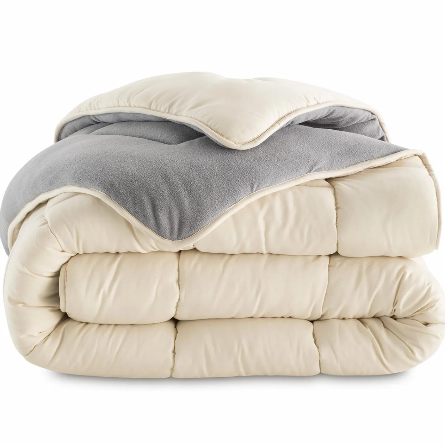 Couette polaire biface 140x200 gris et crème*IDMarket Online