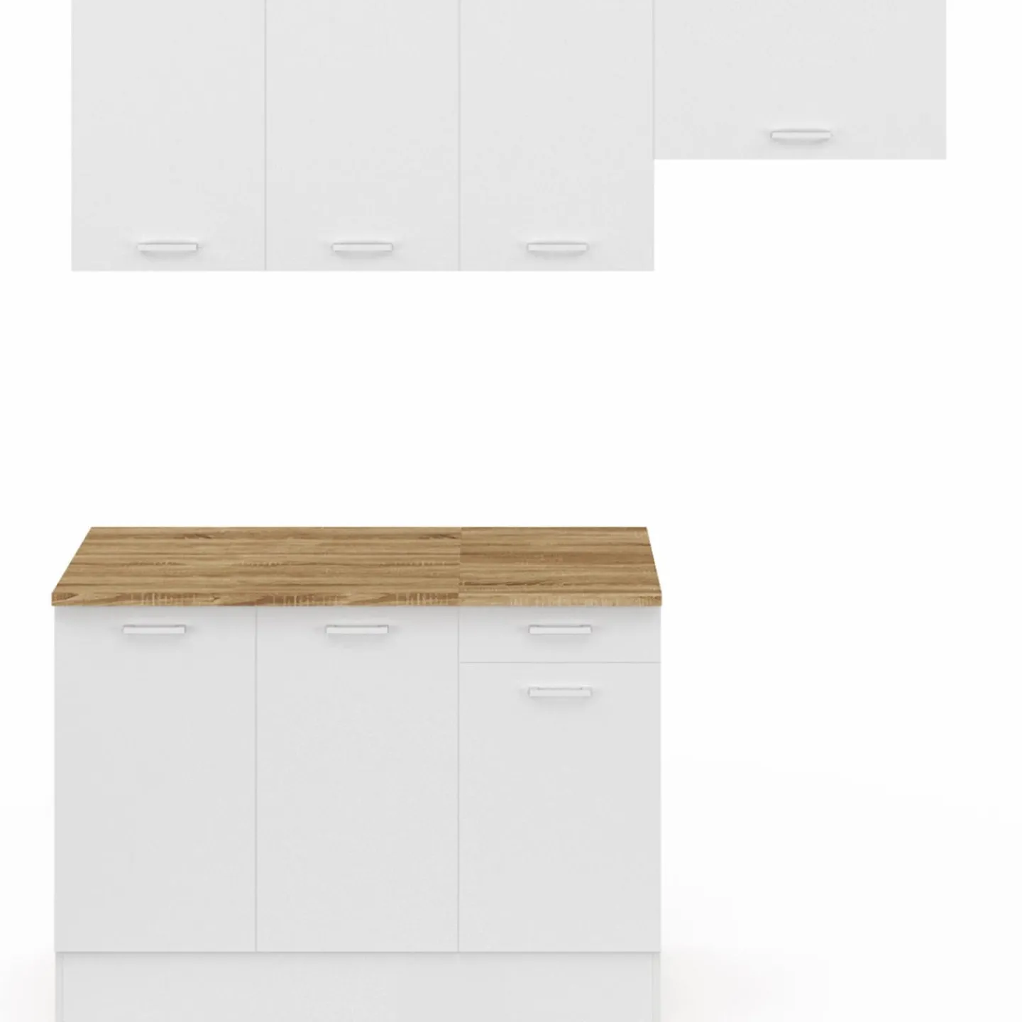 Cuisine complète 180 cm avec plan de travail bois et blanc*IDMarket Sale