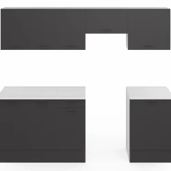 Cuisine complète 240 cm avec plan de travail blanc et gris*IDMarket Best