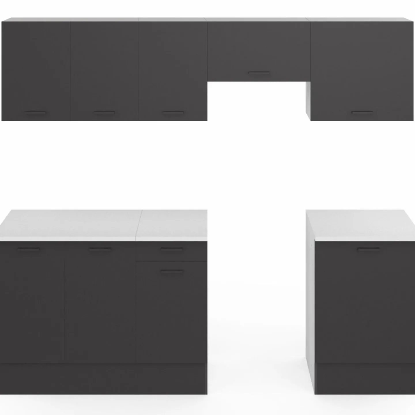 Cuisine complète 240 cm avec plan de travail blanc et gris*IDMarket Best